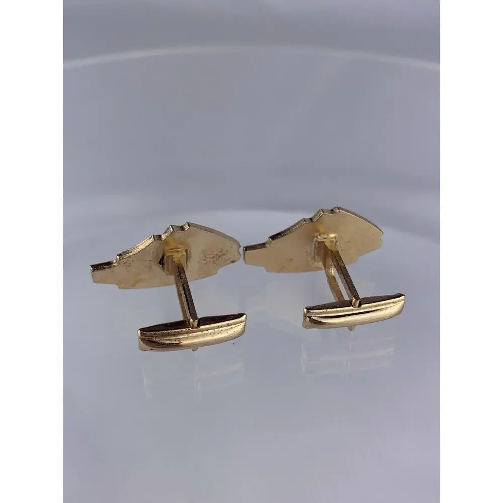Atomic Star Gold Tone Cufflinks Tie Clip Bar Mid Century Modern Shape Vintage